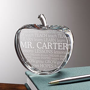 Apple Scroll Personalized Crystal Keepsake - 17904