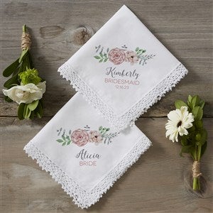 Blooming Bridal Party Personalized Wedding Handkerchief - 17914