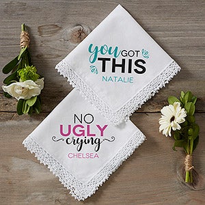 No Ugly Crying Personalized Wedding Handkerchief - 17915
