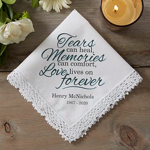 Love Lives On Personalized Linen Handkerchief - 17916