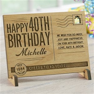 Vintage Birthday Wishes Personalized Natural Wood Postcard - 17917