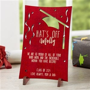 Graduation Greetings Personalized Red Wood Postcard - 17919-R