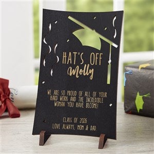 Graduation Greetings Personalized Black Stain Wood Postcard - 17919-BK
