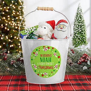 Sweet Christmas Personalized Large Metal Bucket - White - 17940-L