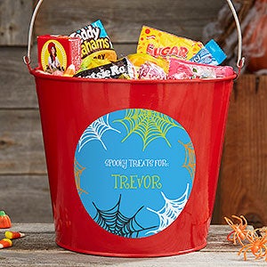 Sweets & Treats Personalized Halloween Large Metal Bucket- Red - 17941-RL