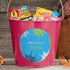 Sweets & Treats Personalized Halloween Large Metal Bucket- Pink - 17941-PL