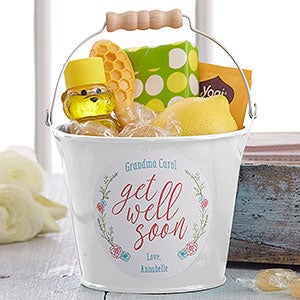 Get Well Soon Personalized Mini Metal Bucket - White - 17943