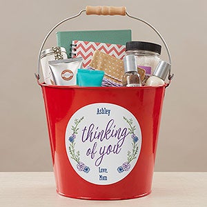 Get Well Soon Personalized Large Metal Bucket - Red - 17943-RL