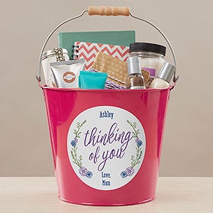 Get Well Soon Personalized Large Metal Bucket- Pink - 17943-Pl