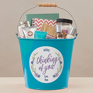 Get Well Soon Personalized Large Metal Bucket - Turquoise - 17943-TL