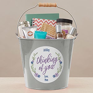 Get Well Soon Personalized Large Metal Bucket - Silver - 17943-SL