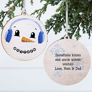 Snowman Personalized Ornament-3.75 Wood - 2 Sided - 17948-2W