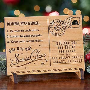 Santas Magic Mail Personalized Natural Wood Postcard - 17958