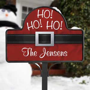 Personalized Christmas Yard Stake Magnet - Ho Ho Ho Santa Belt - 17959-M