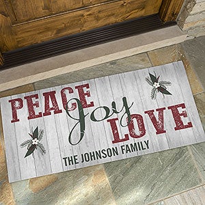 Personalized Peace, Love, Joy Oversized Doormat - 17965-O