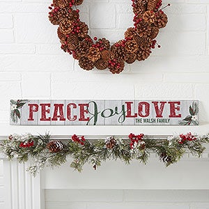 Peace, Joy, Love Personalized Wooden Sign - 17968
