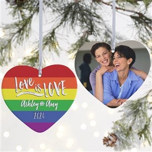 Love Is Love Personalized Large Heart Photo Ornament - 18008-2L