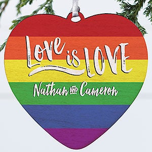 Love Is Love Personalized Wood Heart Ornament - 18008-1W