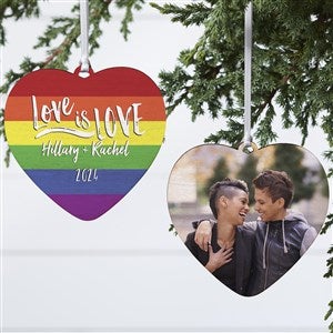 Love Is Love Personalized Wood Heart Photo Ornament - 18008-2W