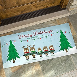 Reindeer Family Character Personalized Oversized Doormat- 24x48 - 18018-O