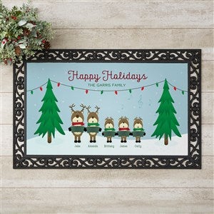 Reindeer Family Character Personalized Doormat- 20x35 - 18018-M