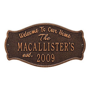 Fluted Arch Personalized Aluminum Welcome Plaque- Antique Copper - 18029D-AC