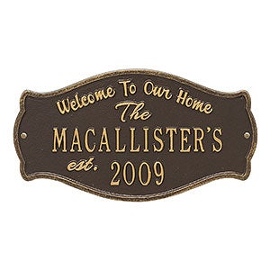 Fluted Arch Personalized Aluminum Welcome Plaque - Bronze Gold - 18029D-OG