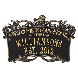 Songbird Welcome Personalized Aluminum Wedding Plaque- Black Gold - 18031D-BG