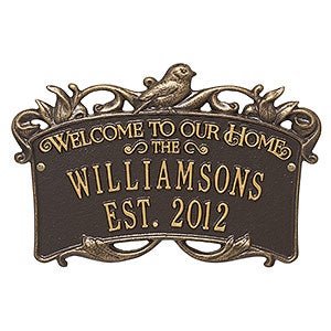 Songbird Welcome Personalized Aluminum Wedding Plaque- Bronze Gold - 18031D-OG