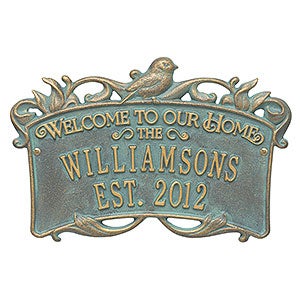 Songbird Welcome Personalized Aluminum Wedding Plaque- Bronze Verdi - 18031D-BV