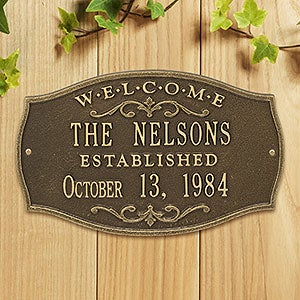 Brookfield Welcome Personalized Aluminum Plaque- Antique Brass - 18032D
