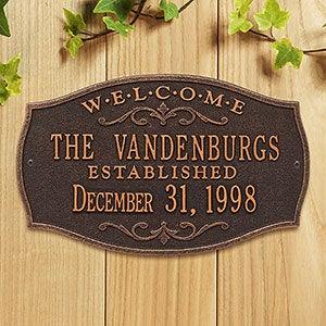Brookfield Welcome Personalized Aluminum Plaque- Oil Rubbed Bronze - 18032D-OB