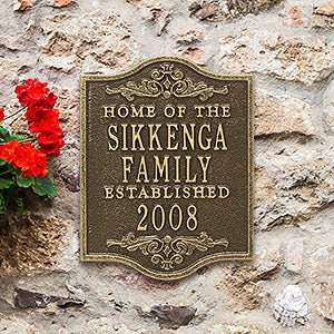 Buena Vista Family Established Personalized Aluminum Plaque - Antique Brass - 18033D