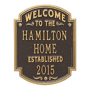 Heritage Welcome Personalized Aluminum Plaque- Bronze Gold - 18034D-OG