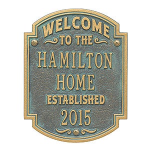 Heritage Welcome Personalized Aluminum Plaque - Bronze Verdi - 18034D-BV