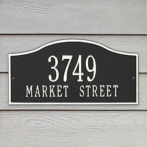 Rolling Hills Personalized Aluminum Address Plaque - Black & White - 18036D-BW