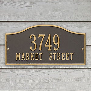 Rolling Hills Personalized Aluminum Address Plaque - Bronze & Gold - 18036D-OG