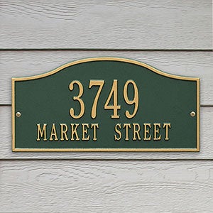 Rolling Hills Personalized Aluminum Address Plaque - Green & Gold - 18036D-GG