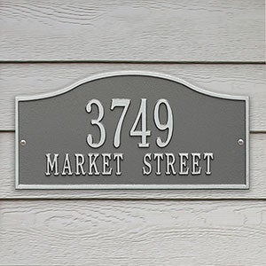 Rolling Hills Personalized Aluminum Address Plaque - Pewter & Silver - 18036D-PS