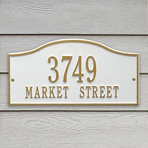 Rolling Hills Personalized Aluminum Address Plaque - White & Gold - 18036D-WG