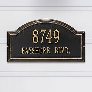 Arch Personalized Aluminum Address Plaque - Black & Gold - 18037D-BG