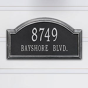 Arch Personalized Aluminum Address Plaque - Black & Silver - 18037D-BS