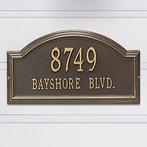 Arch Personalized Aluminum Address Plaque - Bronze & Gold - 18037D-OG