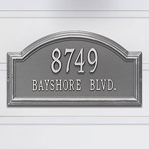 Arch Personalized Aluminum Address Plaque - Pewter & Silver - 18037D-PS