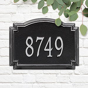 Williamsburg Personalized Address Number Plaque - Black & Silver - 18038D-BS