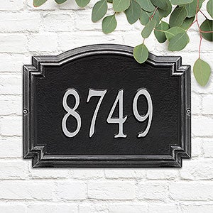 Williamsburg Personalized Address Number Plaque - Black  Silver - 18038D-BS
