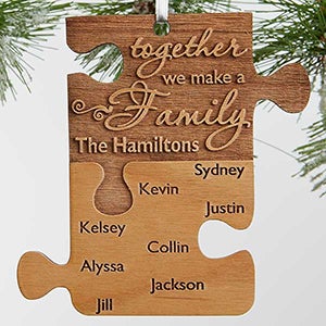 Pieces Of Love Personalized Family Natural Wood Ornament - 18058