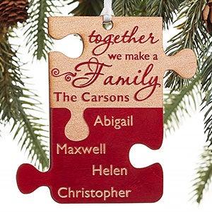 Pieces Of Love Personalized Family Red Wood Ornament - 18058-R