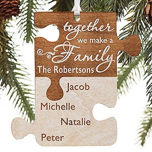 Pieces Of Love Personalized Family Whitewash Wood Ornament - 18058-W