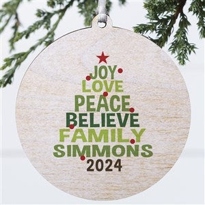 Christmas Tree Wood Ornament With Family Names - 18061-1W